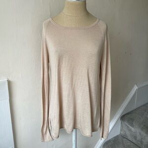 Kokun Beige Bamboo Cashmere Long Sleeve Light Weight Sweater Top Size XS